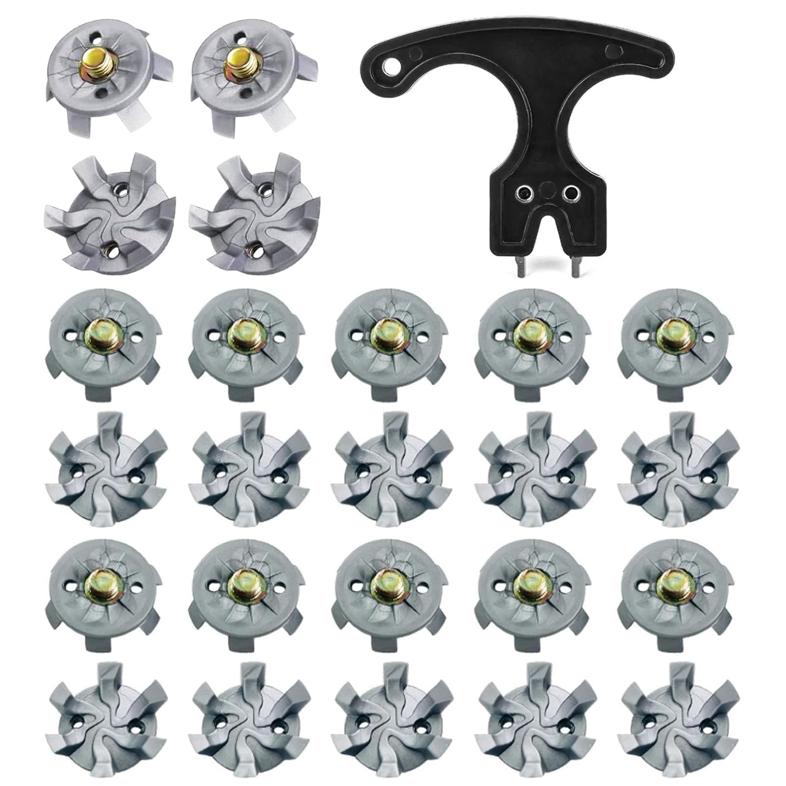 GIONAR 20PCS Golf Shoe Spikes M6 Tooth Replacement Set, 6mm Screw Thread With Wrench Tool, Easy Install Studs, Fits Footjoy Adidas Skechers Nike Shoes