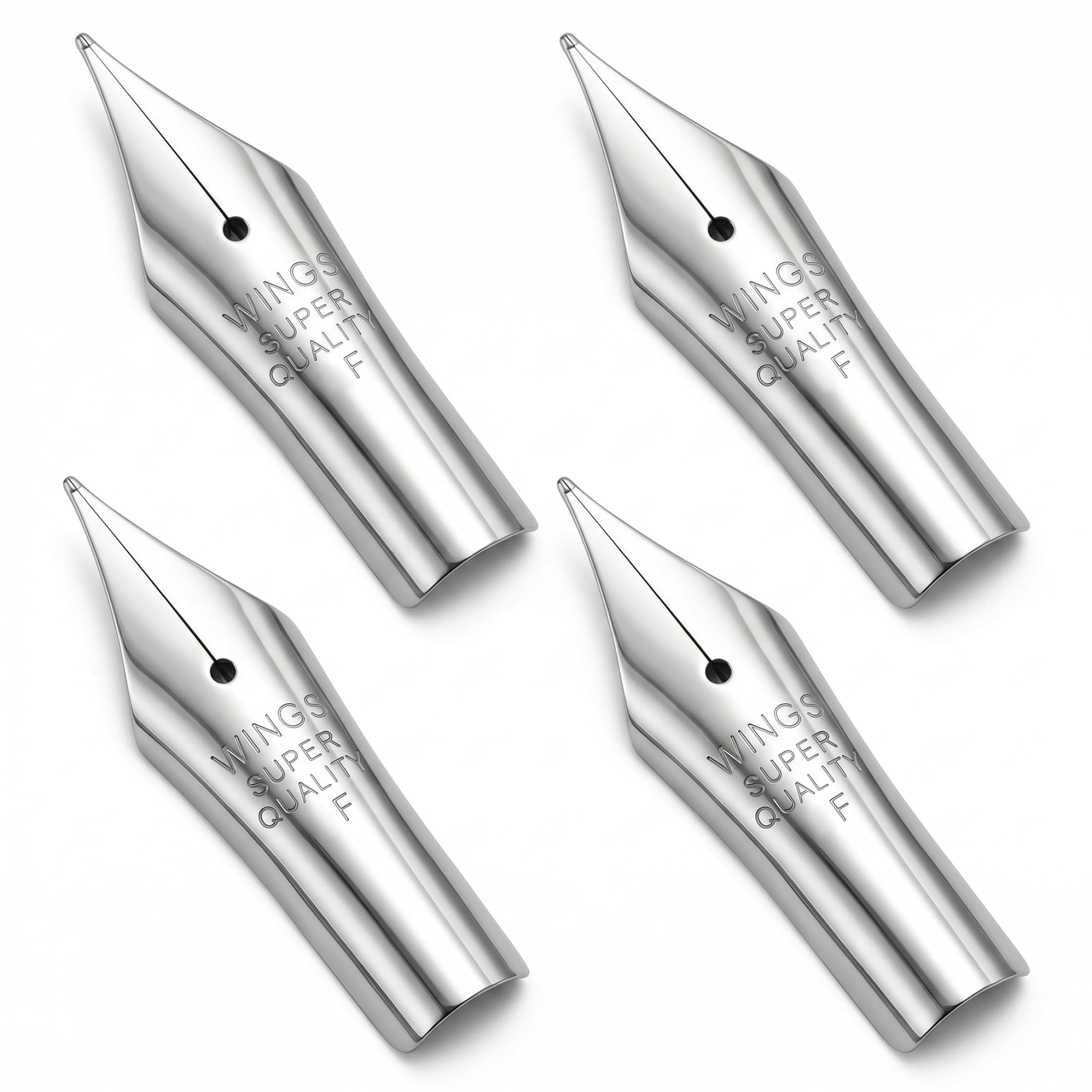 Xdyyjrasa Fountain Pen Nibs - 4 Pack Smooth-Writing Metal Fountain Pen Nib Replacement, 0.5mm Silver for Ergonomic Pens, Silver, 0.5mm