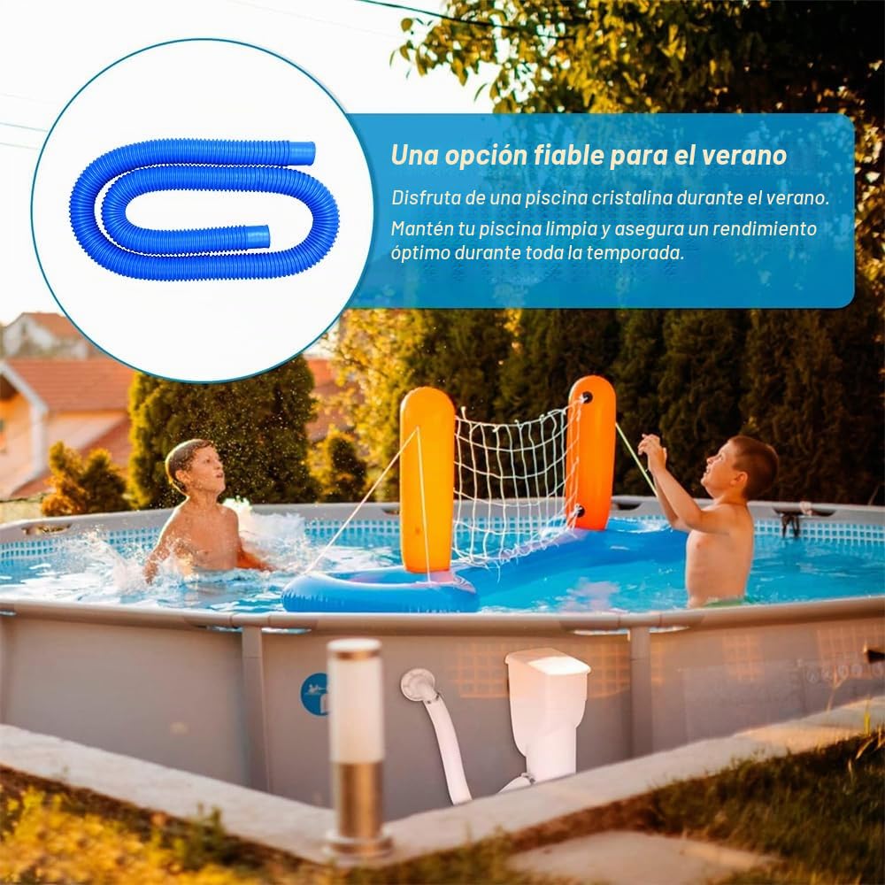 Tubo Piscina 32mm, 2pcs 150CM, Repuesto Manguera de Bomba para Piscinas Elevadas, con 4 Abrazaderas de Metal
