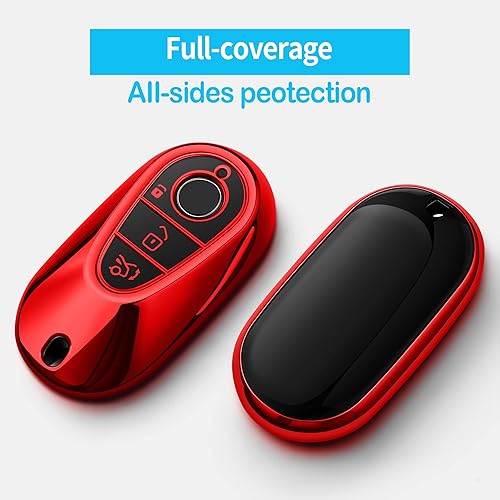 Miniatura 2 de Autophone Funda para llavero Mercedes Benz con llavero TPU suave de protección de 360 grados para Mercedes Benz Clase S Clase E Clase E (rojo)