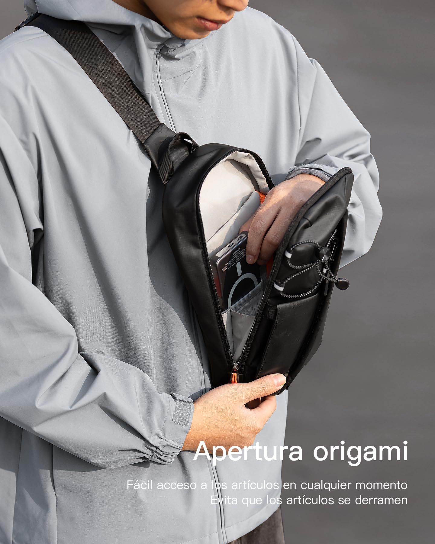 Inateck Sling Bag X-Row con Bloqueo RFID, Bandolera Ligera para Hombres y Mujeres, Resistente a Salpicaduras, para Senderismo, Viajes, Paseos