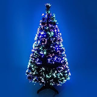 HOMION Fiber Optic Color Changing Christmas X-Max Tree Flashing Multi Colored Green Artificial Tree with Bright Colours PVC made Decoration Tree Hinch Choice Camping Tree (90 cm / 3ft)