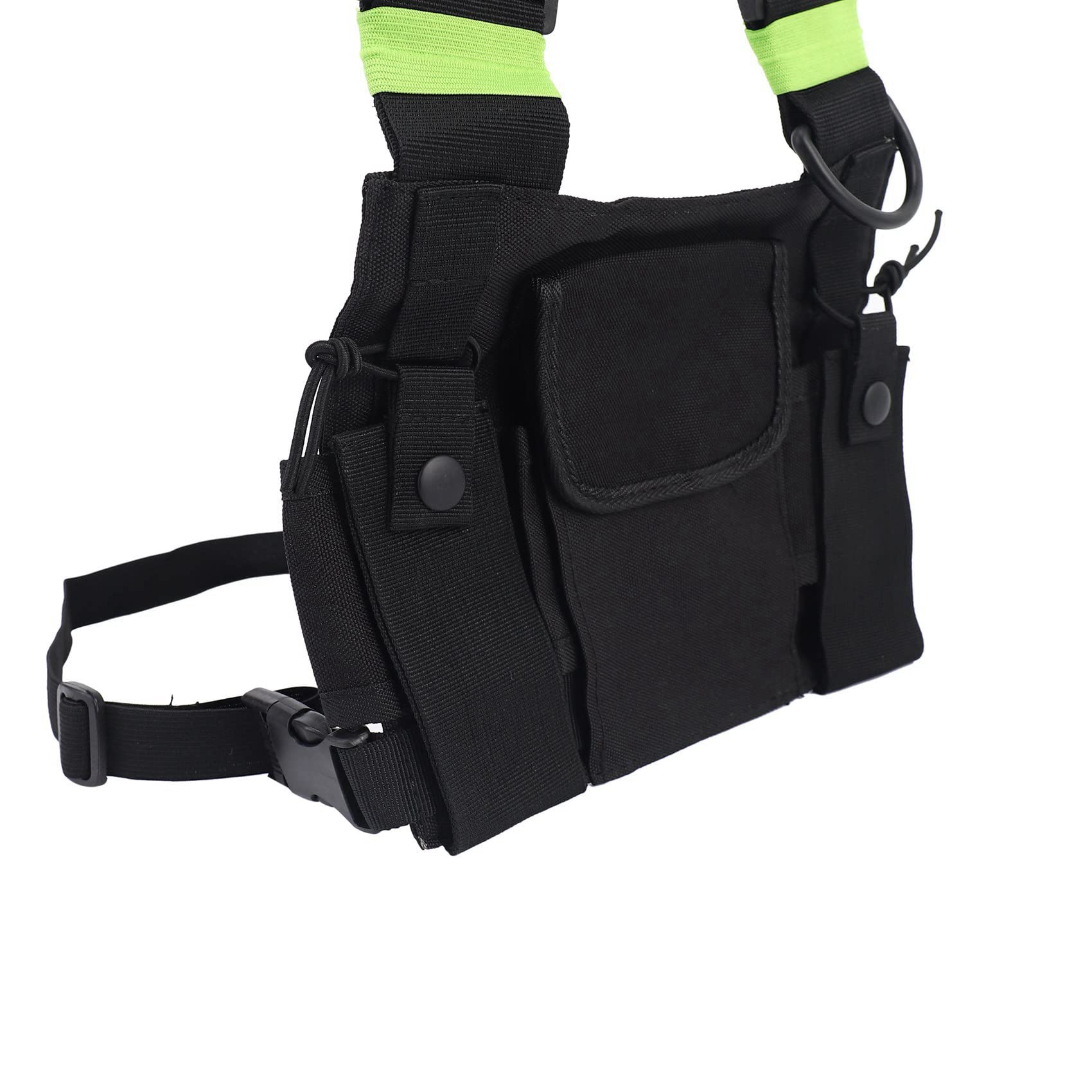 8X Le Radio Pocket Radio Chest Harness Cassa Anteriore Confezione Pouch Vest Caso Rig per 2 Way Radio Walkie Talkie Adatto per UV-5R Nero + Verde