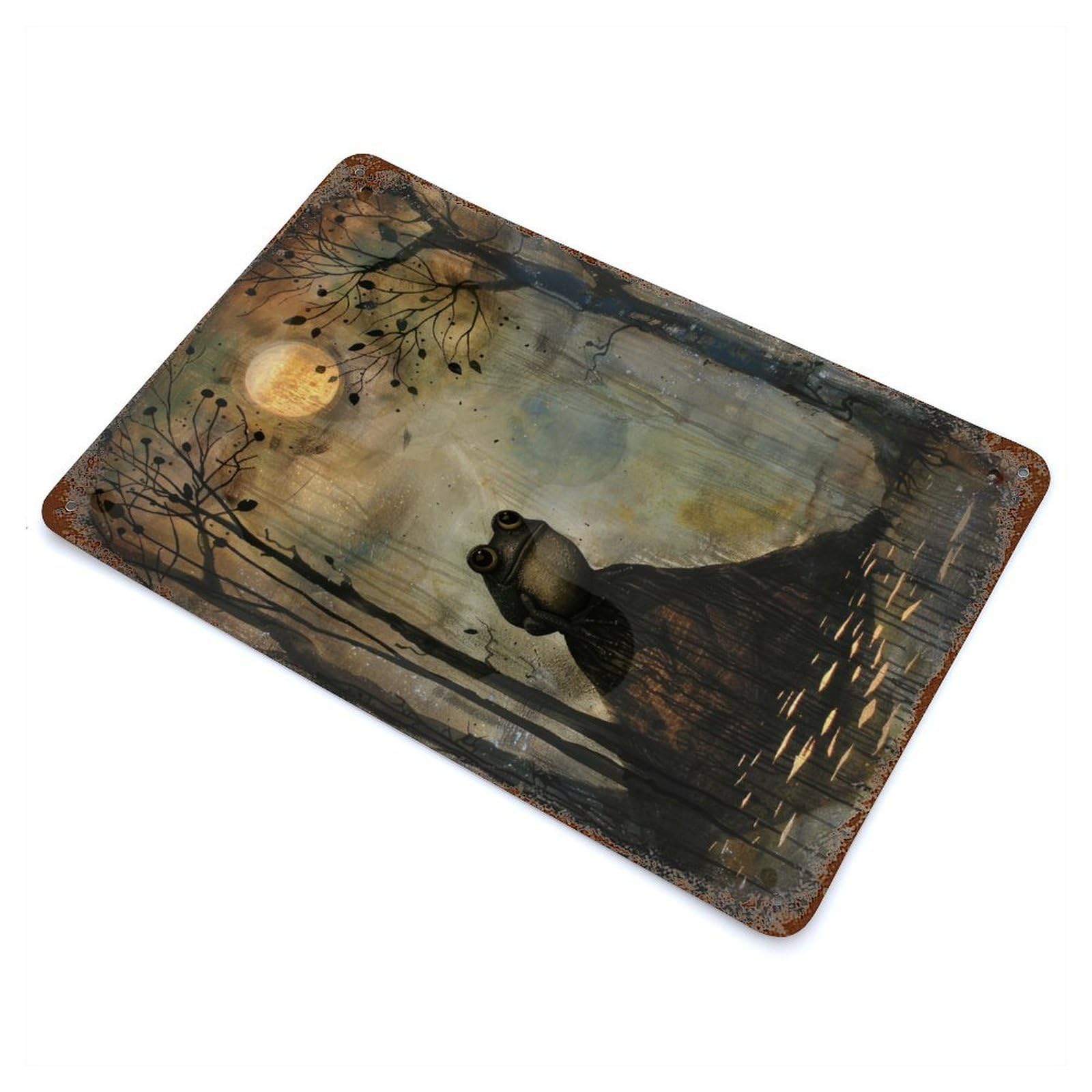 Darkness Frog Weathered Tin Sign 11.8"x7.9", Ideal for Shed, Workshop And Garage Wall Decor