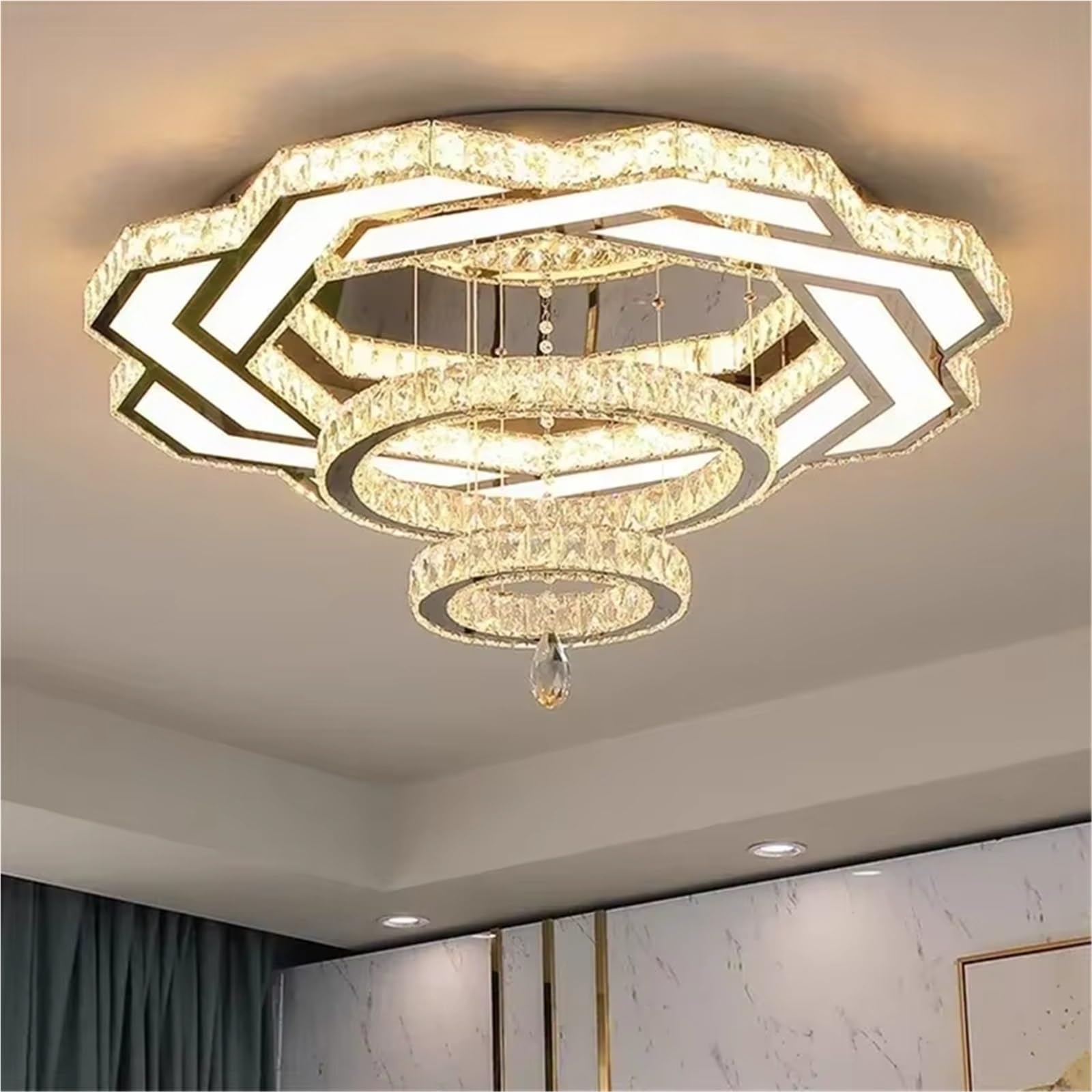 KLXSIVU Nordic Minimalist Luxury Crystal Chandelier, Living Room, Dining Bedroom, Ceiling Light, Home Decoration Lighting fixtures