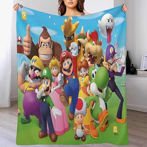 Miniatura 7 de Mar.io Su.per Blanket Soft Flannel Fleece Lightweight Anime Throw Blanket for Couch Sofa Bed Bedroom Kids Teens Gift