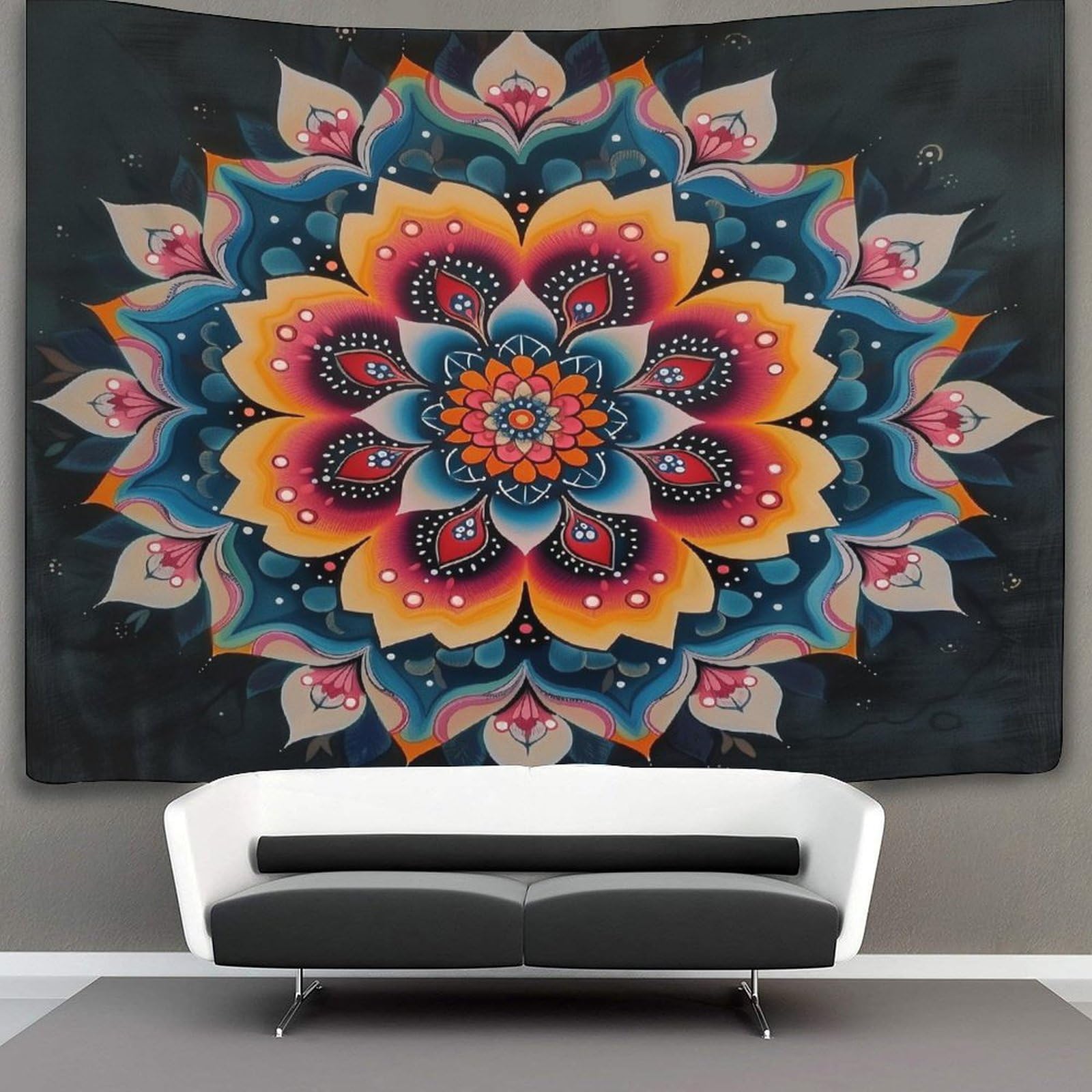 kaiyun Mandala Tapestry Wall Hanging Datura Flowers Wall Art for Living Room Bedroom Dorm 70cmx100cm