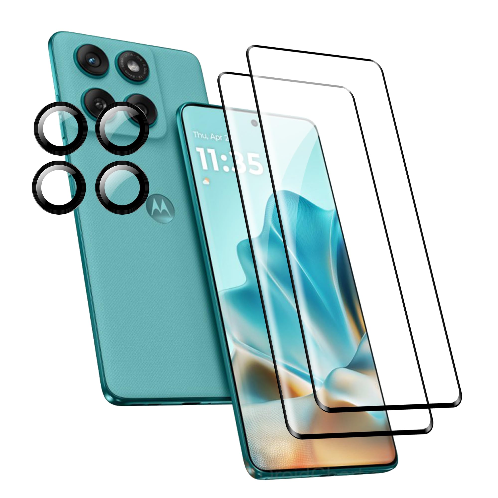 FDHYFGDY 2 Pieces Tempered Glass for Motorola Edge 60/Motorola Edge 60 Fusion/Motorola Edge 60 Pro and 2 Pieces Rear Camera Screen Protector, 9H Hardness, Anti-Scratch Moto Edge 60/60 Fusion/60 Pro