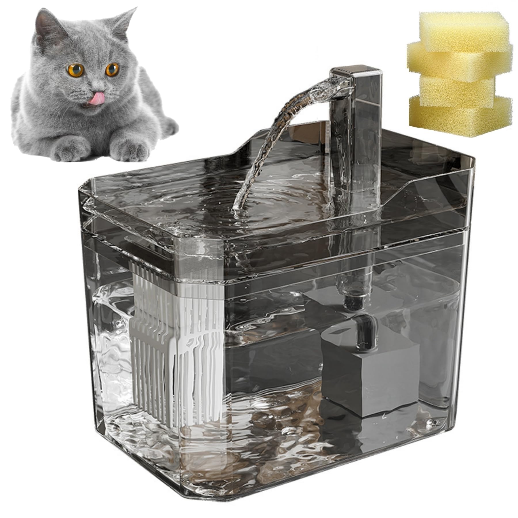 Fuente de agua para gatos con dispensador automático y diseño compacto de flujo fresco