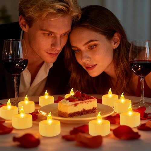 Miniatura 6 de Luces de Té, Velas sin Llama, Paquete de 100 Velas LED Amarillas Cálidas Operadas por Batería, Parpadean, 200+ Horas, Ideal para Decoración del