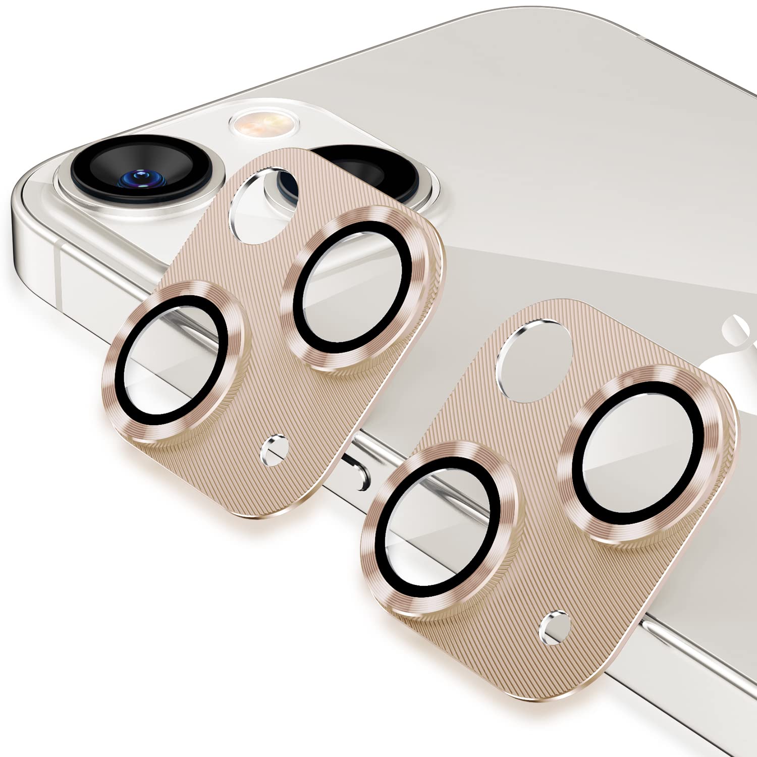 Korecase 2 Pack Compatible with iPhone 14 / iPhone 14 Plus Metal Camera Lens Protector Tempered Glass Cover, Strong Adhesion, 9H Hardness Anti-Scratch