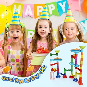 Marble Run،مجموعة STEM لبناء المباني مكونة من 110 قطعة للأطفال من سن 3 إلى 12 عامًا،لعبة مضمار سباق متينة،سهلة التجميع، لعبة Marble Rush التعليمية، هدايا للأولاد والبنات