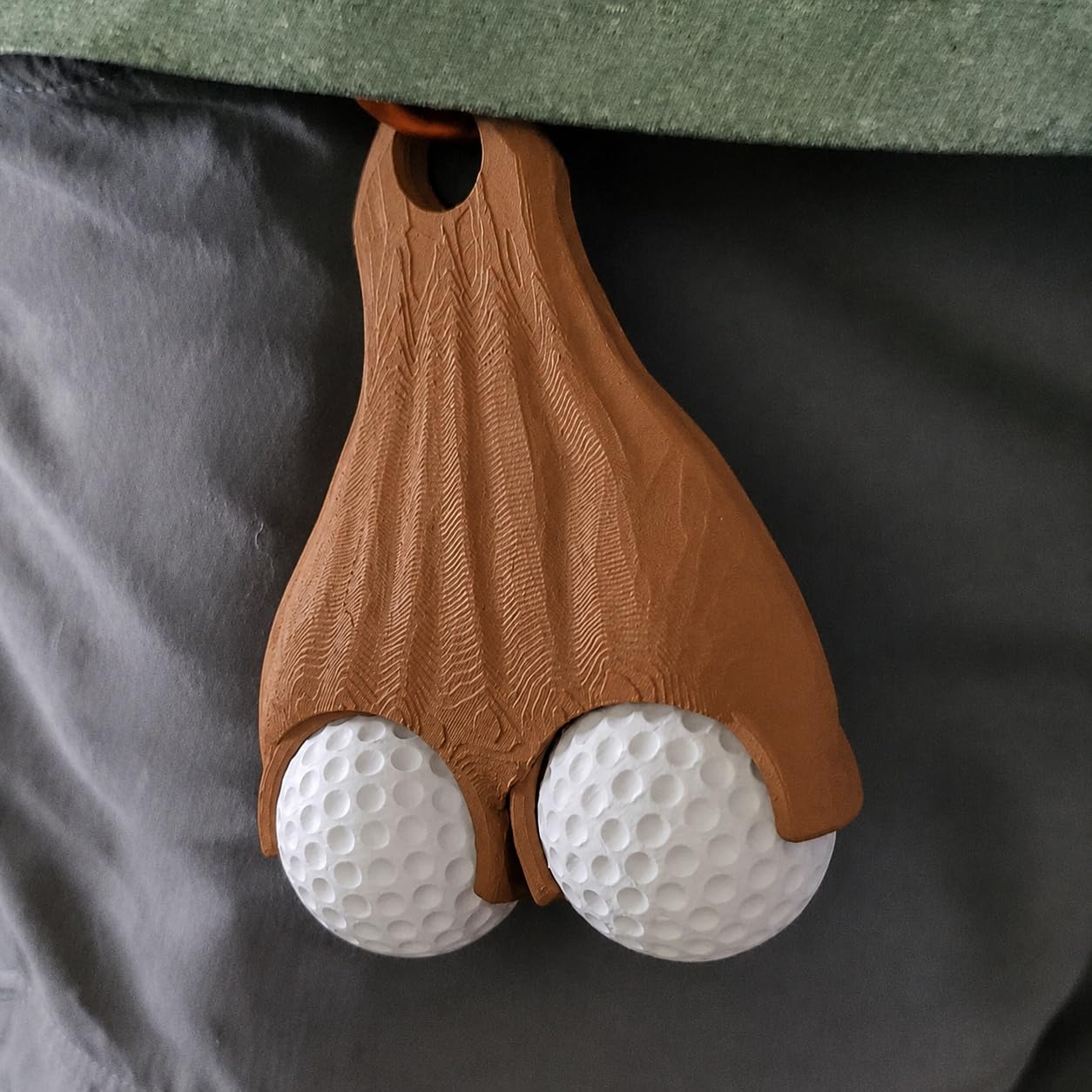 Golf Ball Testicle Sac Holder, 3D Printed Golf Ball Holder Pouch, Funny Golf Ball Sac Holder, Portable Golf Ball Storage Bag for Golf Cart Bag or Belt, Prank Fake Saggy Gift(no clip)