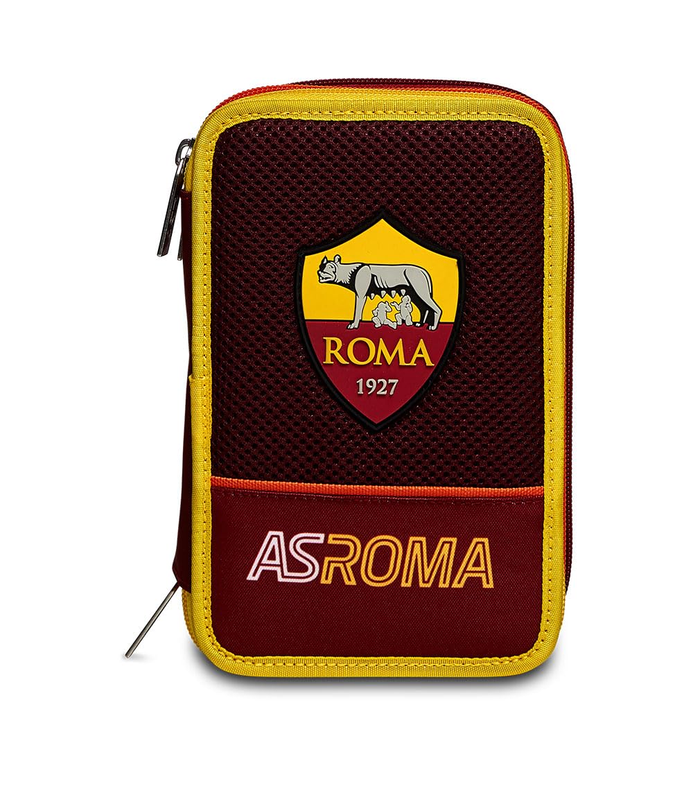 Seven AS Roma Astuccio Scuola Elementare 3 Scomparti, Gallo Rosso, Completo di Matite, Penne, Pennarelli, Portapenne Scuola Bambino Elementari