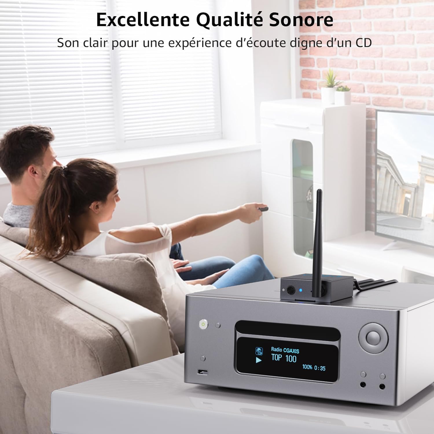 1Mii (1 TX + 1 RX) Émetteur Récepteur Audio Sans Fil, Transmission 2,4 GHz | Faible Latence, Son HiFi pour TV/PC vers Enceintes Actives/Amplificateurs/Récepteurs AV, Optique/Coaxiale/Jack 3,5 mm/RCA