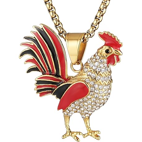 AsAlways Men's 18K Gold Plated Iced Out AAA+ Cubic Zirconia Cock Pendant...