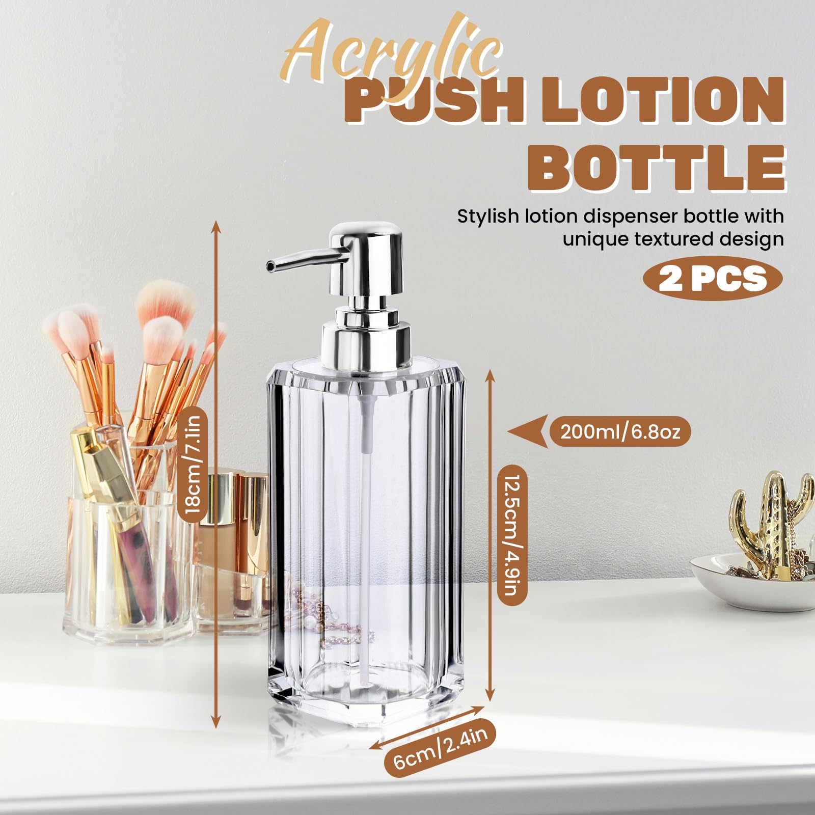 Diakey Acrylic Hand Soap Dispenser, Crystal Clear Modern Liquid Soap Dispenser Bathroom and Kitchen - Image 2
