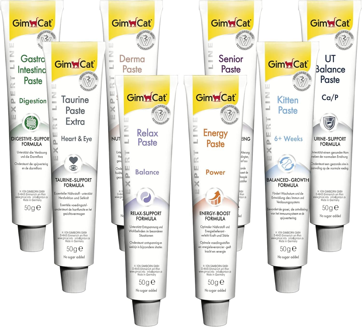 GimCat EXPERT LINE Taurine Extra, pasta - Fórmula de taurina bioactiva que favorece la función cardíaca y la vista - Pasta funcional para gatos sin azúcar añadido - 1 tubo (1 x 50 g)