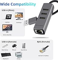 Vista 5 de Adaptador USB A a Ethernet, WALNEW USB 3.0 a RJ45 Gigabit Ethernet, compatible con Mac, MacBook Pro/Air, Samsung Galaxy Tab
