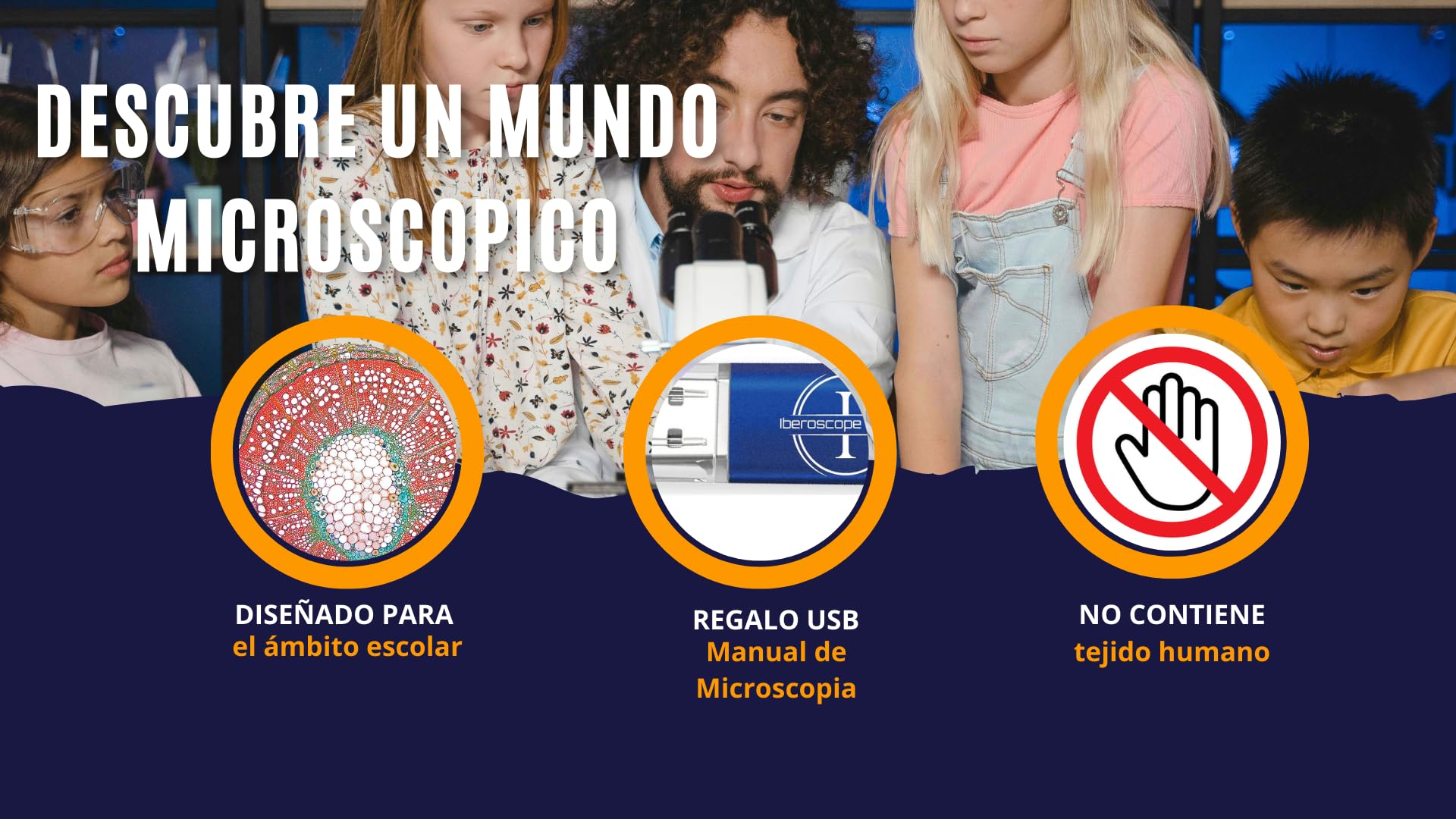100 Muestras Preparadas para Microscopio en Español + USB con Manual de Microscopía | Set Educativo Estudiantes y Adultos |Vidrio Óptico