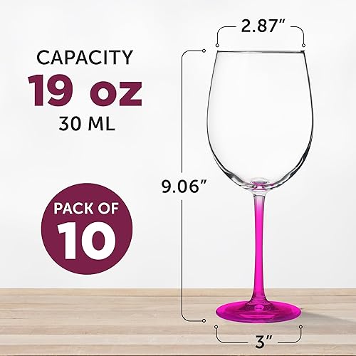 Miniatura 5 de DISCOUNT PROMOS ARC Cachet Copas de vino blanco de 19 onzas, juego de 10, paquete a granel, recuerdos de boda, regalos personalizados, color rosa