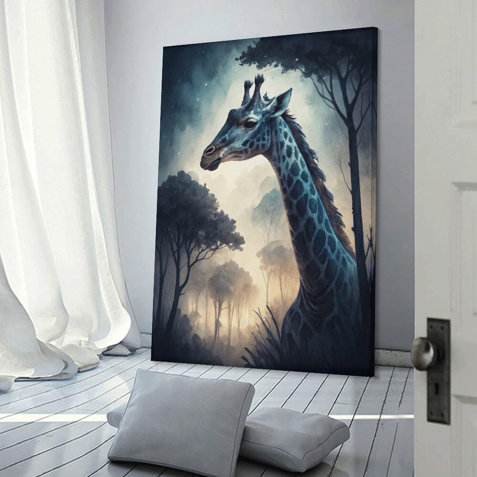 Junmoney Giraffe in A Misty Forest Home Decor Wall Art, 08x12inch(20x30cm), for Wall Displays, Bedrooms Or Room Updates, Ideal for Building A Coordinated Art Wall