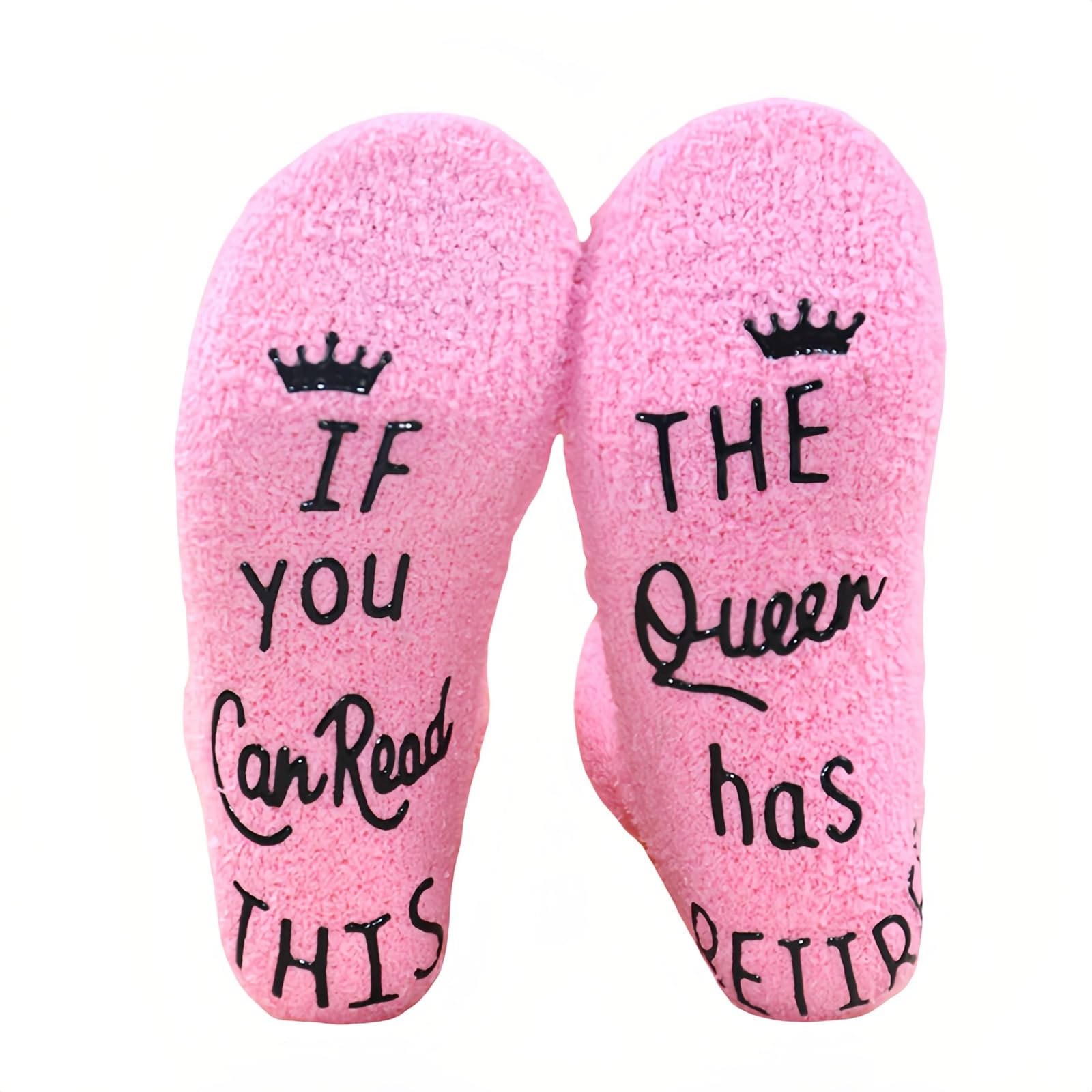 The Queen Has Retired Socks - Funny Retirement Gifts for Mom, Wife, Teacher, Nurse - Novelty Retirement Party - Comfortable Stretch Socks Fits Women's