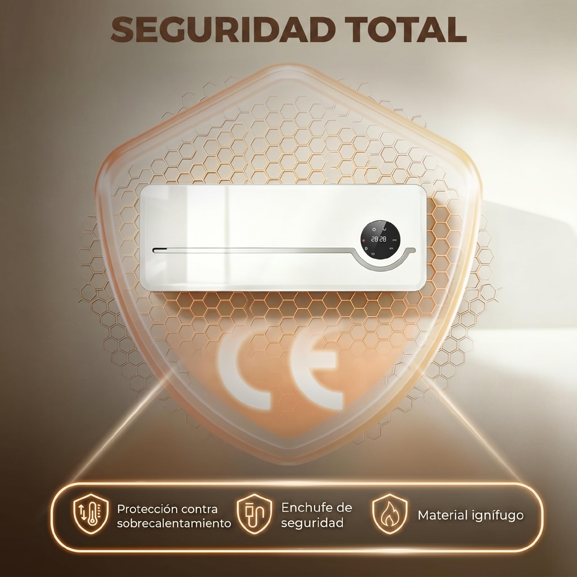 HOMCOM Calefactor Eléctrico Bajo Consumo Cerámico de Pared 2000W 3 Modos | Pantalla LED, Termostato Regulable, Temporizador 24h, Oscilación, Mando a Distancia, Detección de Ventanas Abiertas