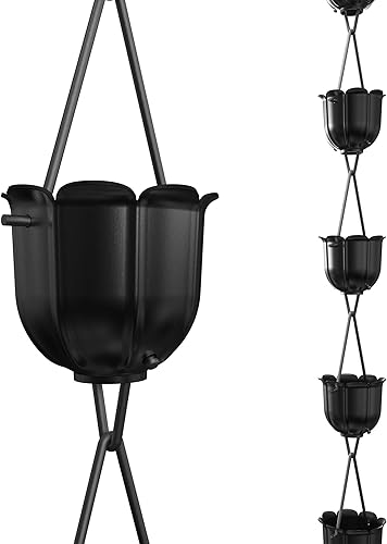 Miniatura 1 de Rain Chains Direct - Cadena de lluvia para flautas - 8.5 pies - Aluminio duradero con recubrimiento en polvo negro - Cadenas de lluvia premium para