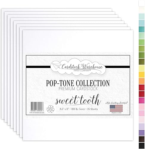 Sweet Tooth - Papel de cartulina blanco, 12 x 12 pulgadas, 100 libras, cubierta pesada, 25 hojas de Cardstock Warehouse