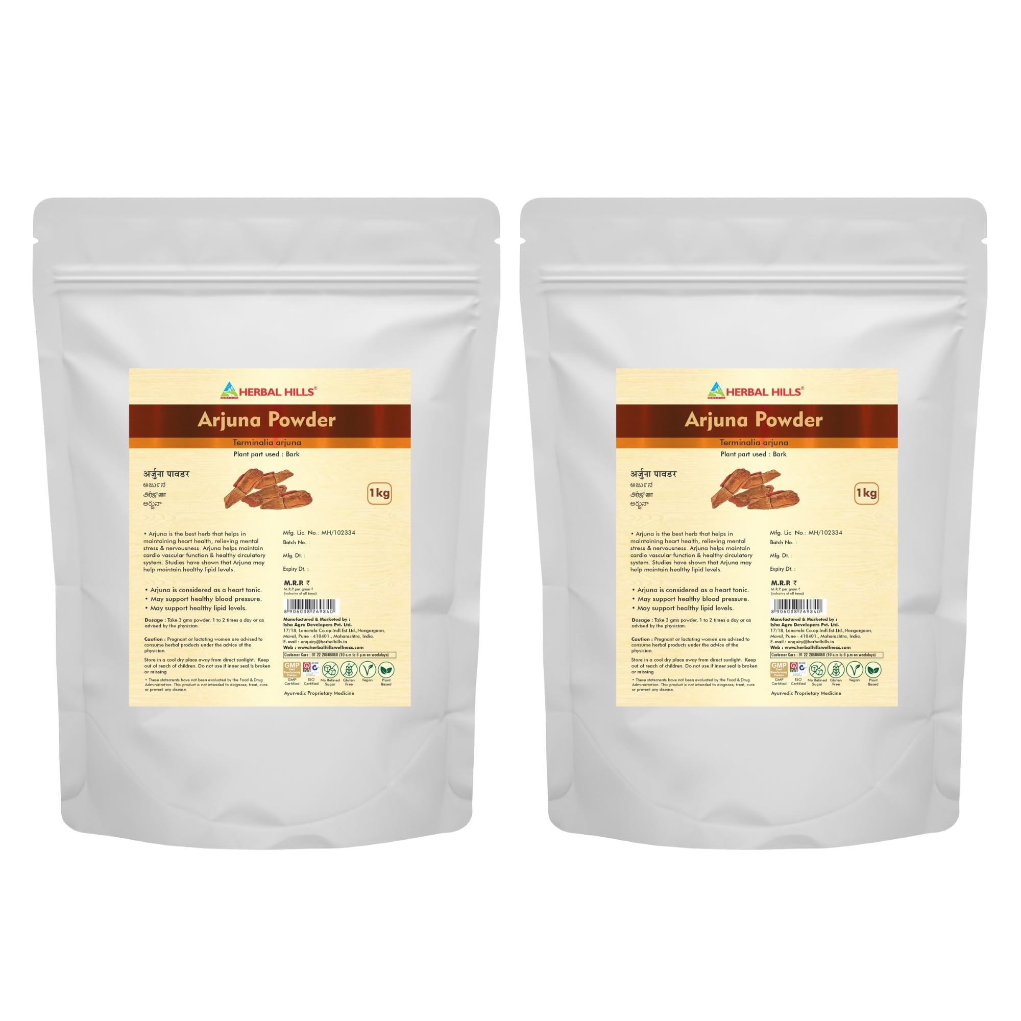 Herbal Hills Arjuna Powder (1 kg Pack of 2)