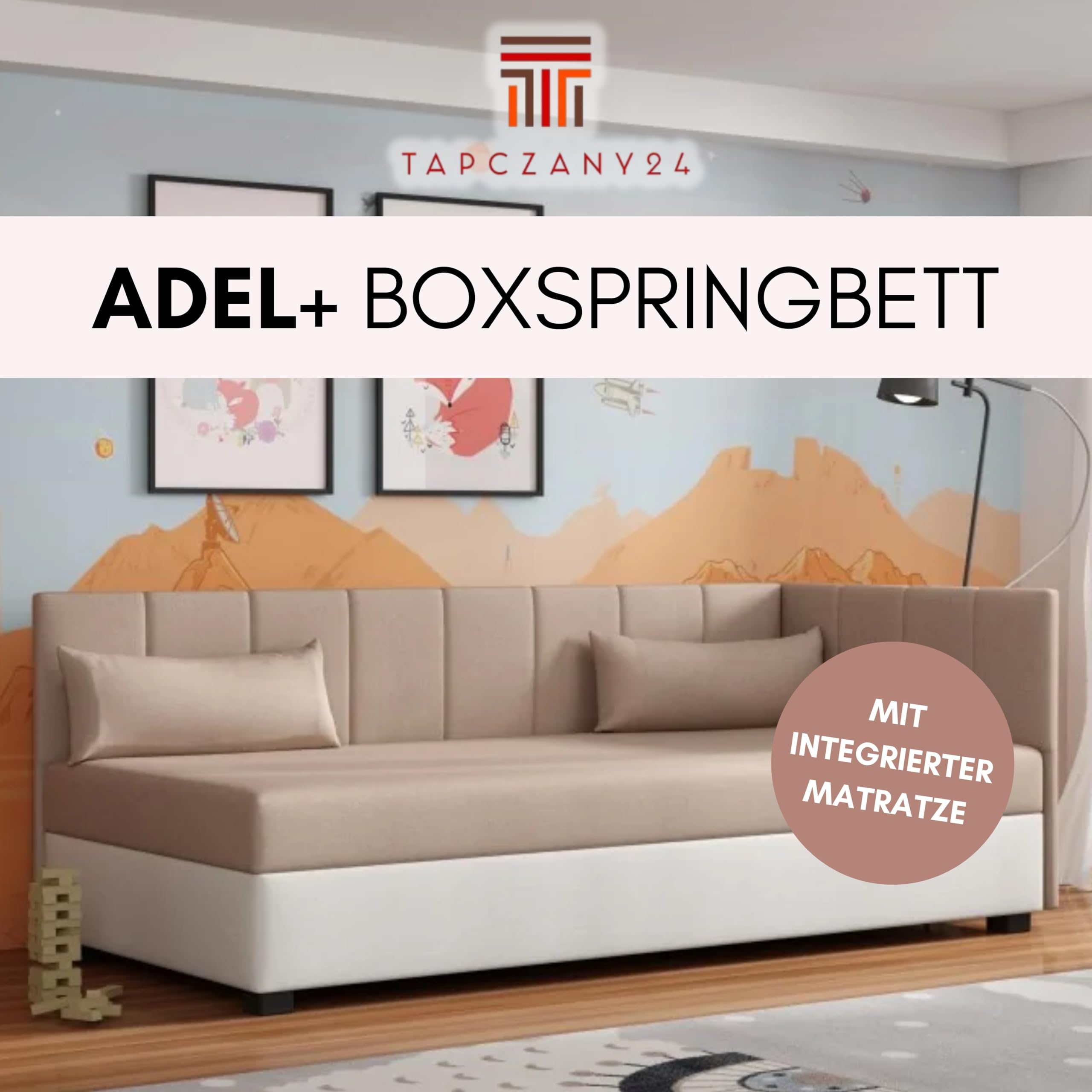 Boxspringbett Adel+ 93x198x42 cm mit Taschenfederkern Matratze, Bett mit Matratze, Polsterbett mit Bettkasten, Gepolstertes Einzel Bett, Schlafsofa - Graphit