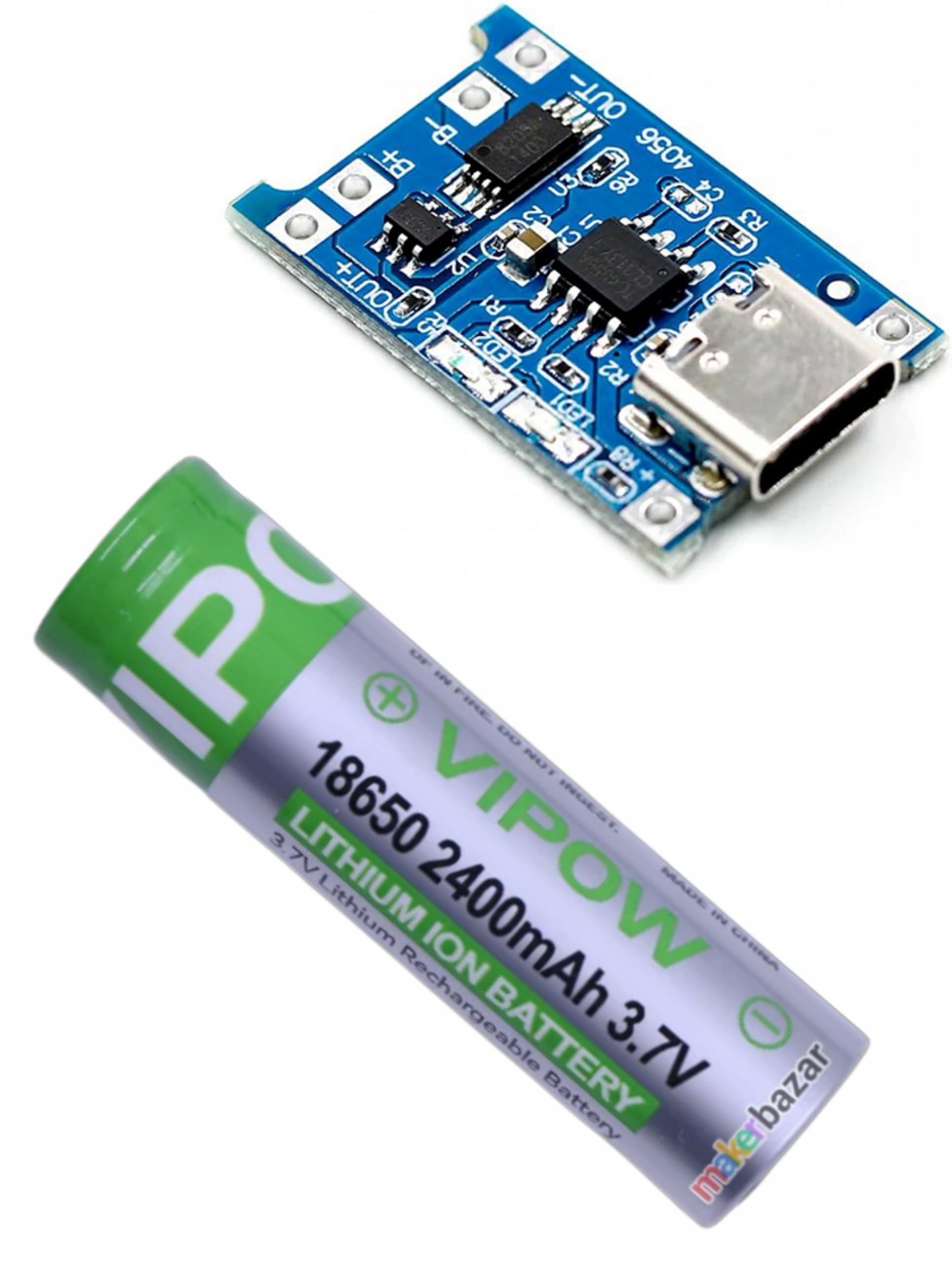 TP4056 USB Type-C Lithium Battery Charging Board 3.7V 2400mAh | Pack of 2, Overcharge Protection, Over-Current Protection, Discharge Protection, Rechargeable Battery-image-40