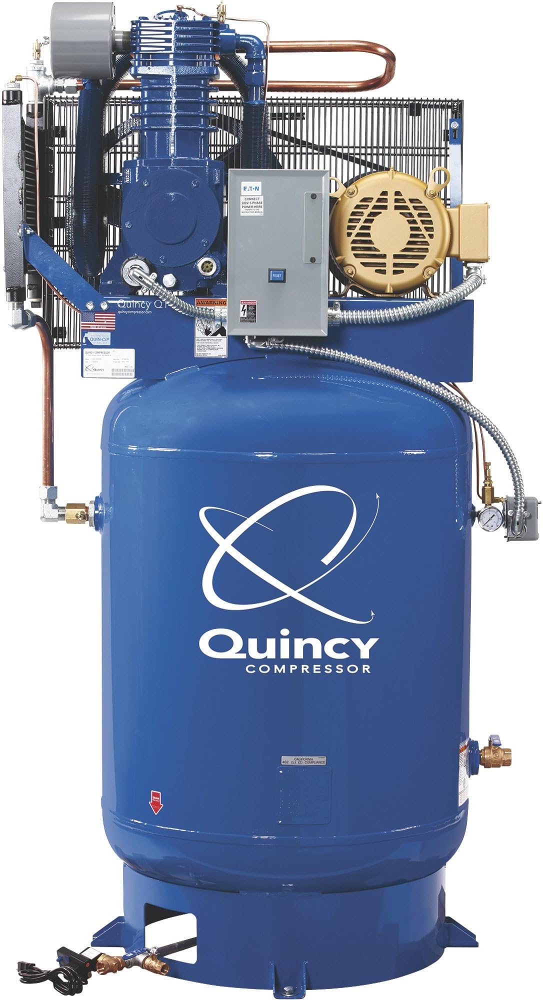 Quincy QT-10 Splash Lubricated Reciprocating Air Compressor - 10 HP, 208 Volt, 3 Phase, 120 Gallon Vertical, Model Number P2103DS12VCB20