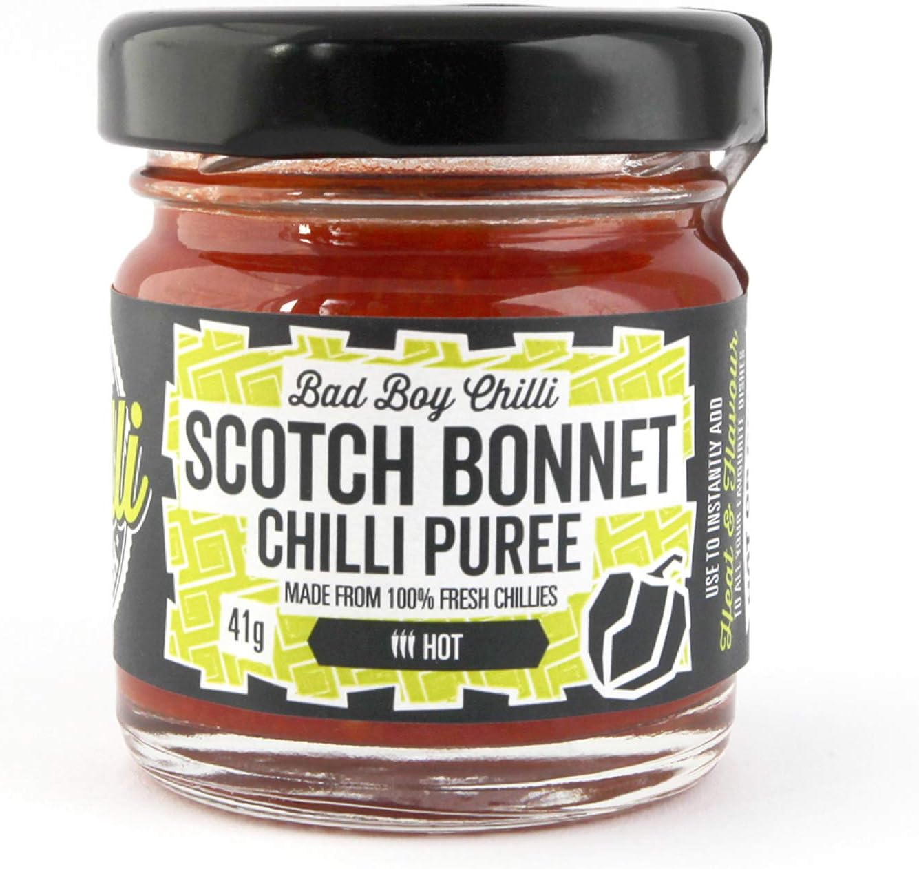 Bad Boy Chilli Mash - Scotch Bonnet Chilli Puree 100% Fresh Chillies 41g