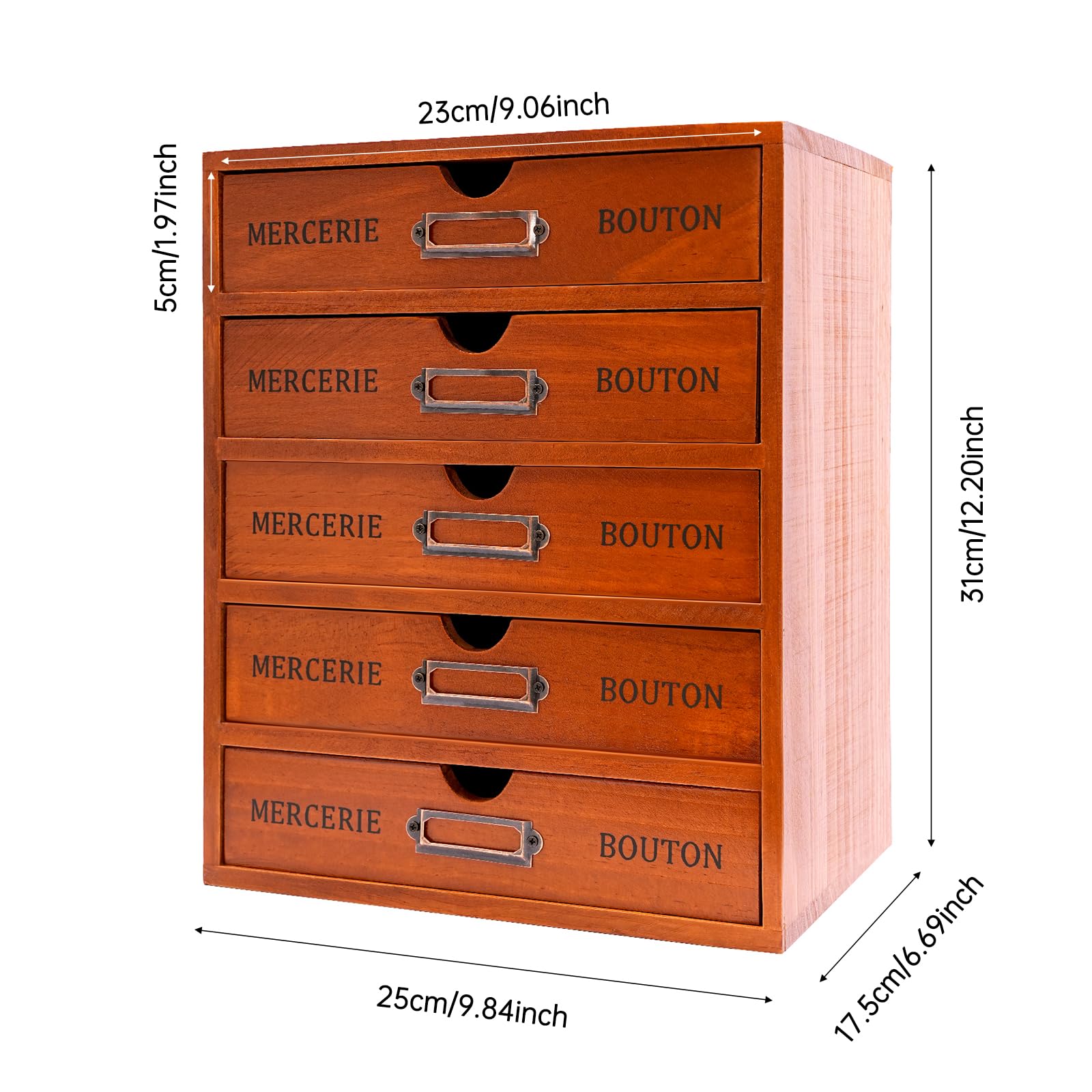 Organizer na biurko z 5 szufladami w stylu vintage, rustykalny organizer na biurko, wielofunkcyjny regał do biura, gabinetu, sypialni, salonu, domowego biura