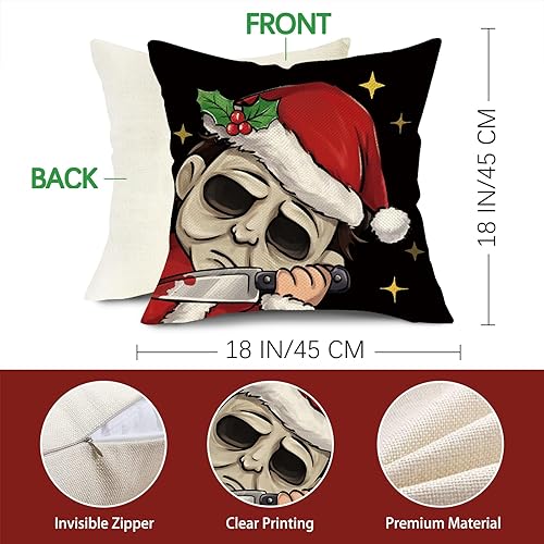 Miniatura 9 de Fjfz Merry Christmas Hello Winter - Juego de 4 fundas de almohada decorativas grises de 18 x 18 pulgadas, diseño de copos de nieve con diseño de