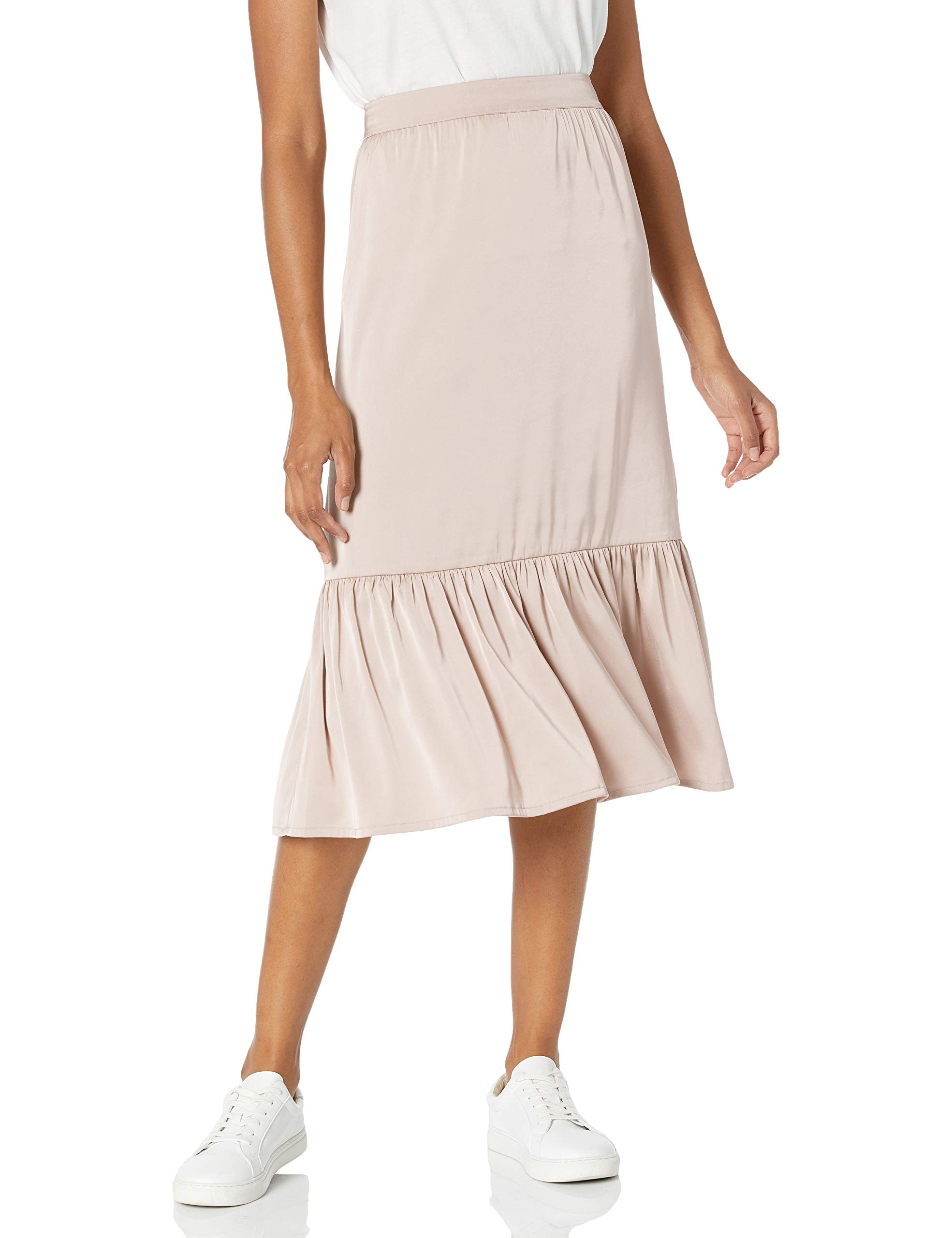 The Drop Women's Jerry Wide Hem Elastic Back Silky Stretch Pull-On Midi Skirt