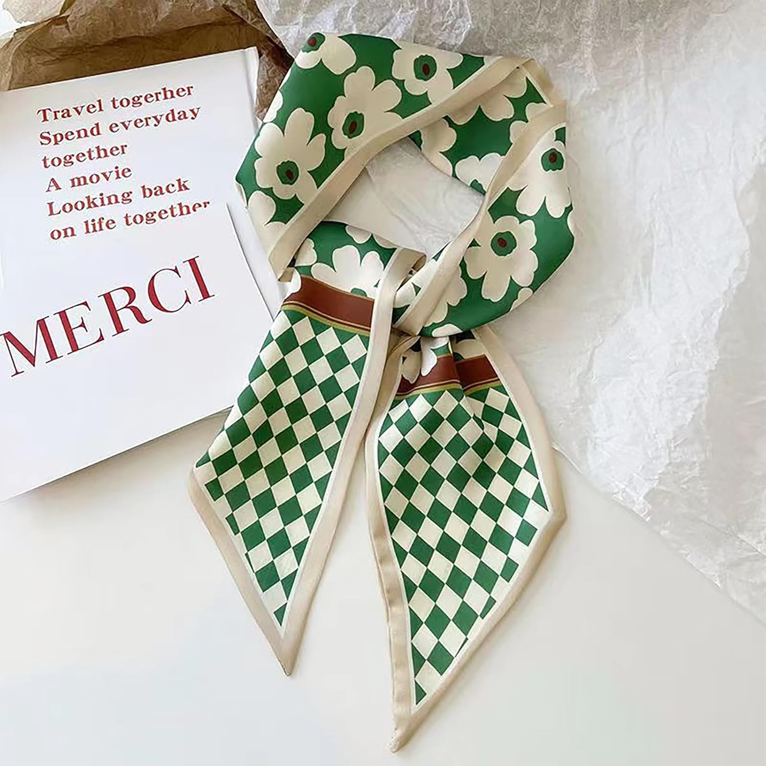 4 Pack Purse Scarf Handbags For Women,Boho Scarrves for Bag Hair Accessories Handle Fashion Lightweight - Image 3