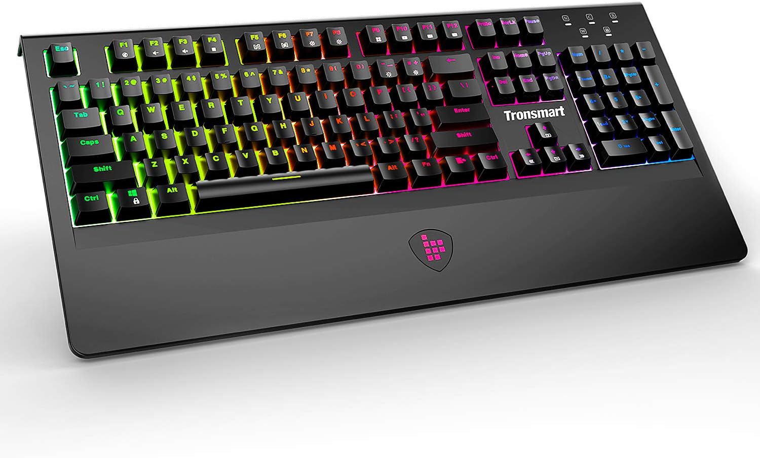 Tronsmart Mechanical Gaming Keyboard, RGB Backlit Keyboard, Clicky Gaming Mechanical Switch Keyboard for PC, Laptop, Mac, Software Programmable, USB Wired Ergonomic Wrist Rest Keyboard, Blue Switch