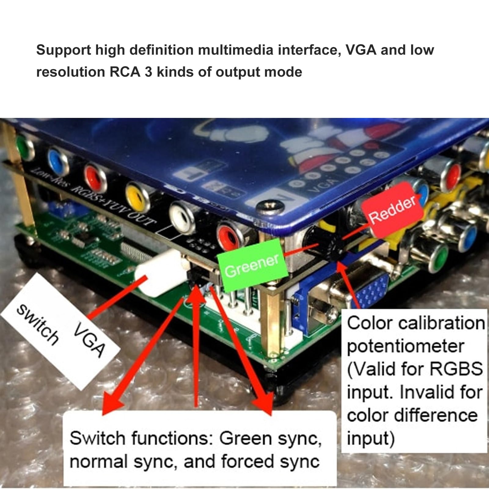 Generic Konwerter LCD VGA GBSC Interfejs Multimedialny Wysokiej Rozdzielczości do Sterowania Grami Wideo, Funkcja Systemu Operacyjnego dla Odtwarzaczy CRT