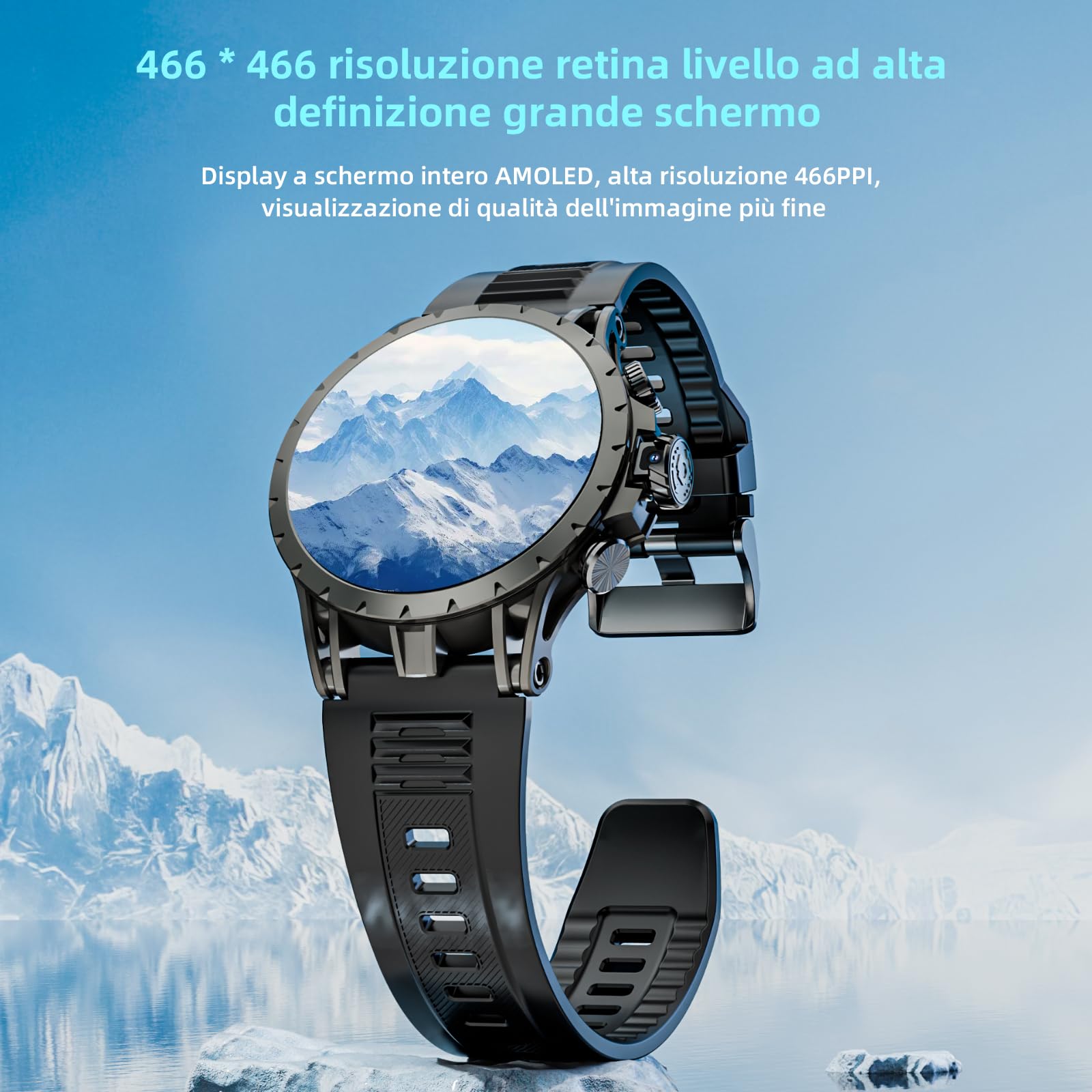 LOKMAT 4G SIM-Karten-Smartwatch, schermo AMOLED da 1,508 pollici, 3 GB + 32 GB, smartwatch per uomini e donne con fotocamera girevole, WiFi, GPS, Android 8.1, orologio Fitness Activity Tracker