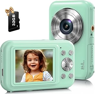 Digital Camera, Bofypoo FHD 1080P 44MP Kids Camera with 32GB Card, 16X Zoom Vlogging Camera, Point and Shoot Digital Camera Compact Camera for Teens,Beginners (Green)