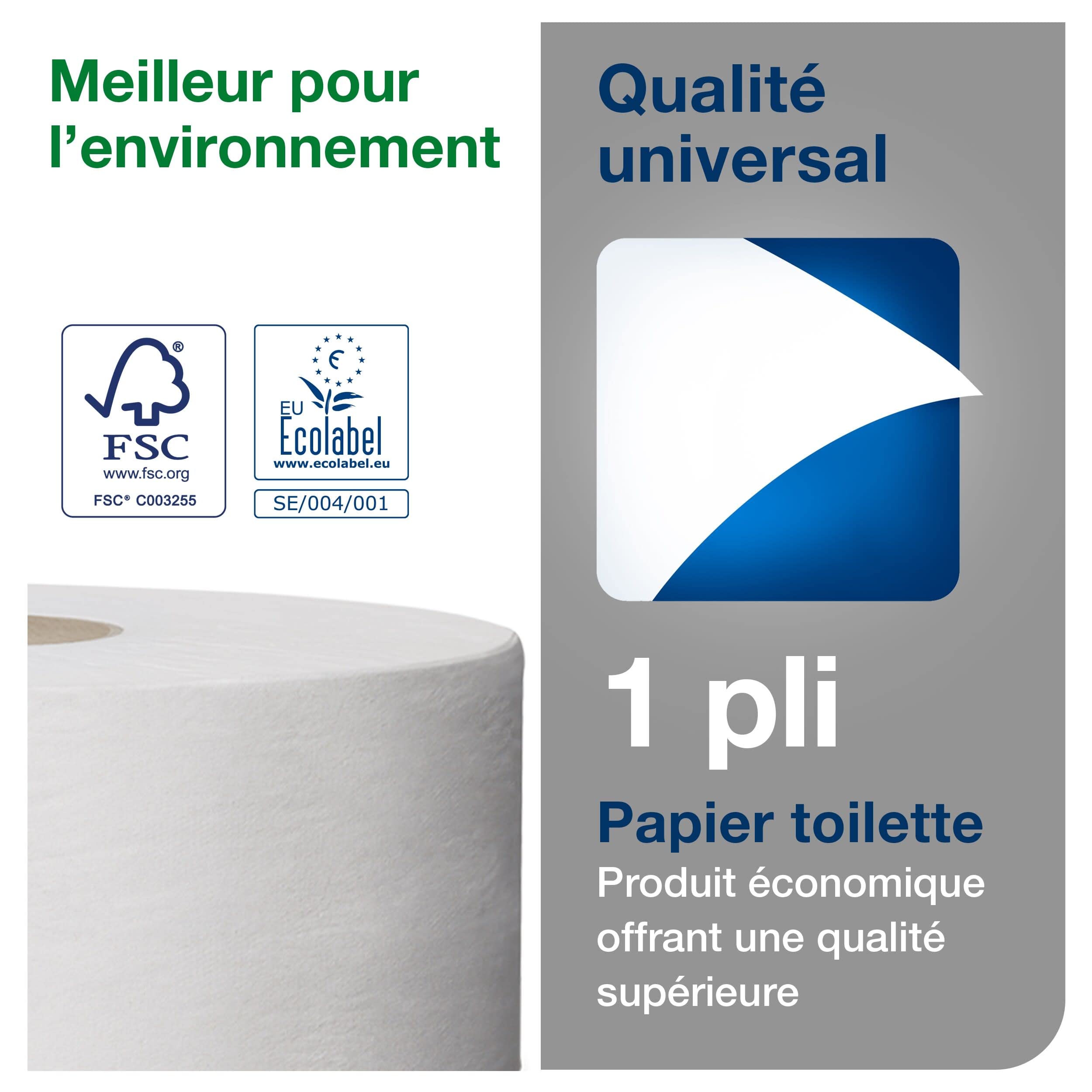 Tork Papier Toilette mini Jumbo blanc T2, Universal, 1 pli, 12 x 240 m, 110163 | Universal, 1 pli
