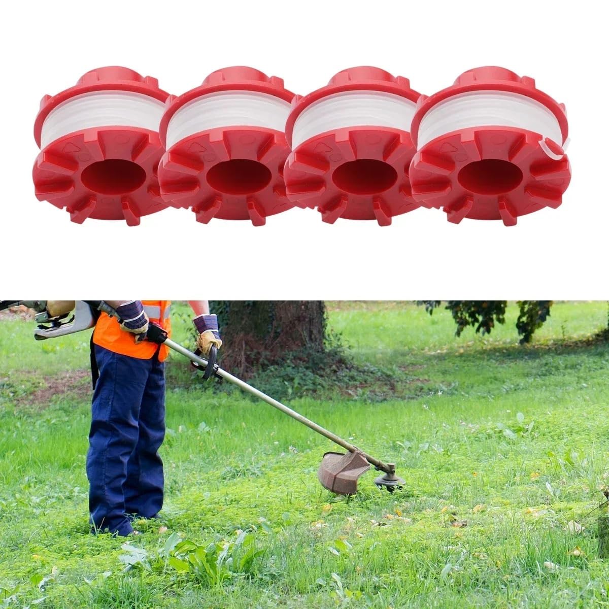 Bobine de coupe à bobine de ligne rouge, 4 pièces, for Einhell Rasentrimmer, for GE-CT 36/30 Li E SOLO, for AGILLO 36/255 BL, for AGILLO 18/20