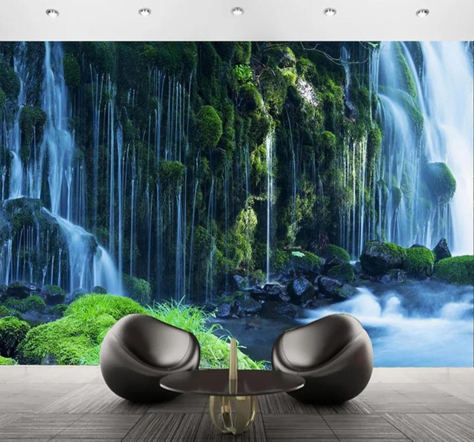 XLMING Classic Green Landscape Waterfall Natural Scenery 3D Wallpaper Luxury Home Dining Decor Paste Sofa Living Room The Wall for Bedroom Mural-430cm×300cm
