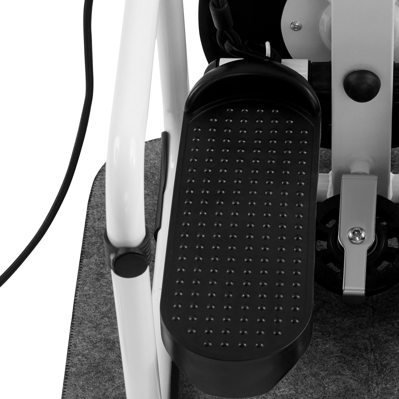 Mini stepper fitness Up-Down, resistenza idraulica, portata 150 kg, display LED, swing stepper con bande di resistenza, tappetino antiscivolo, telaio in acciaio, nero e bianco