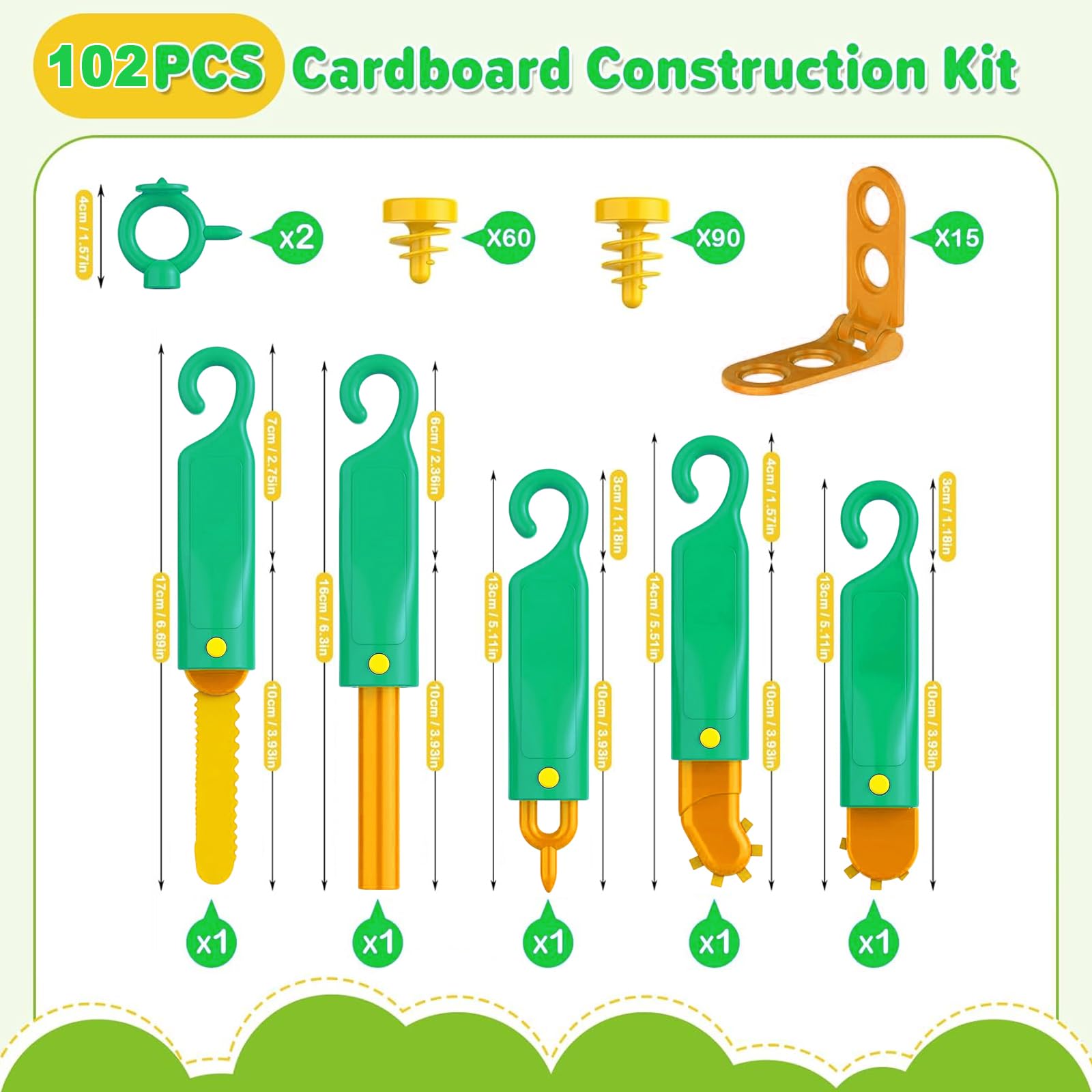 Kit di Costruzione in Cartone per Bambini, Utensili Sicuri per Taglio Cartone, Gioco Creativo Educativo STEM, per DIY in Famiglia, Scuola, attività Creative