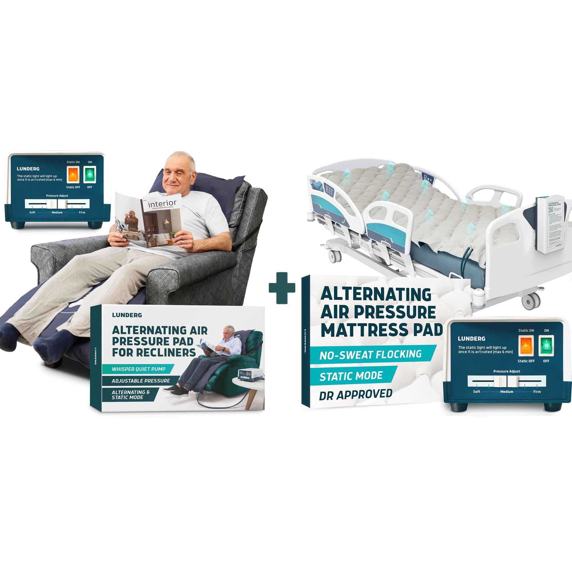 alternating air pressure pad for recliners + alternating air pressure mattress pad - bed sore prevention