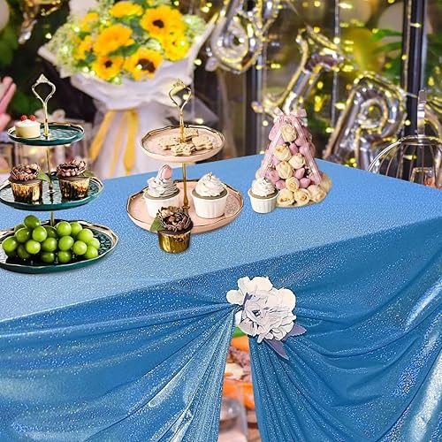 Miniatura 2 de Fitable Mantel de lentejuelas color lavanda para fiestas, de 54x54 pulgadas, mantel cuadrado con purpurina brillante, para boda, baby shower,
